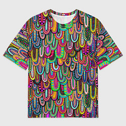Футболка оверсайз мужская Абстрактные перья в стиле бохо, цвет: 3D-принт