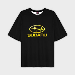 Мужская футболка оверсайз Subaru logo yellow