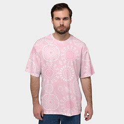 Футболка оверсайз мужская Розовый цветочный паттерн, цвет: 3D-принт — фото 2