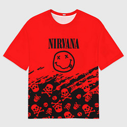 Мужская футболка оверсайз Nirvana rock skull
