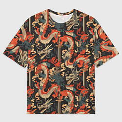 Футболка оверсайз мужская Паттерн с драконом, цвет: 3D-принт