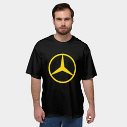 Футболка оверсайз мужская Mercedes logo yello, цвет: 3D-принт — фото 2