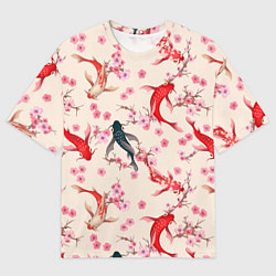 Футболка оверсайз мужская Разноцветные рыбы кои, цвет: 3D-принт