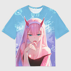 Футболка оверсайз мужская Zero two аниме, цвет: 3D-принт