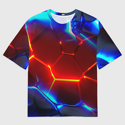 Футболка оверсайз мужская Красные плиты с ярким светом, цвет: 3D-принт