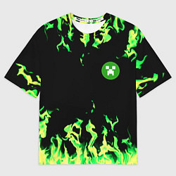 Футболка оверсайз мужская Minecraft green flame, цвет: 3D-принт
