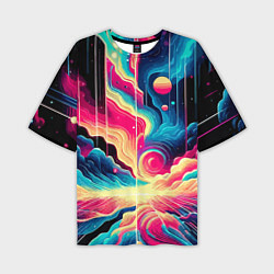 Мужская футболка оверсайз Neon space fantasy - ai art