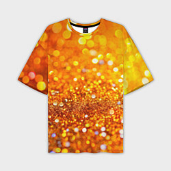Мужская футболка оверсайз Оранжевые и желтые блестяшки боке