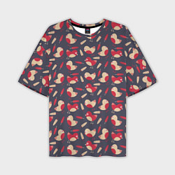 Мужская футболка оверсайз Паттерн с птицами и перьями
