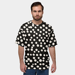Футболка оверсайз мужская Черный фон с белыми кружками, цвет: 3D-принт — фото 2