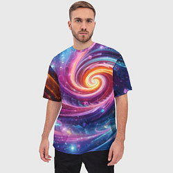 Футболка оверсайз мужская Космическая галактическая спираль - неоновое свече, цвет: 3D-принт — фото 2