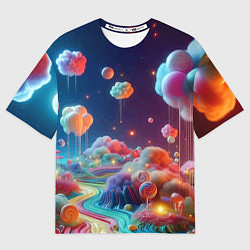 Мужская футболка оверсайз Planet chupa chups - neon glow