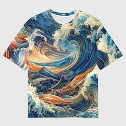 Футболка оверсайз мужская Джинсовый шторм - нейросеть, цвет: 3D-принт