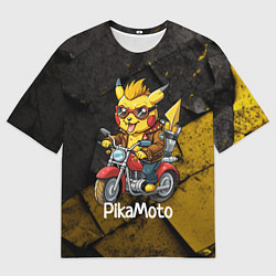 Футболка оверсайз мужская Пикачу мотоциклист, цвет: 3D-принт