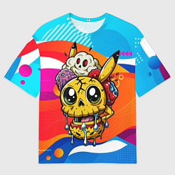 Мужская футболка оверсайз Пикачу в стиле зомби