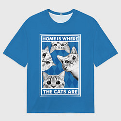 Мужская футболка оверсайз Home is where the cats are