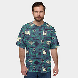 Футболка оверсайз мужская Граффити корона с бриллиантами, цвет: 3D-принт — фото 2