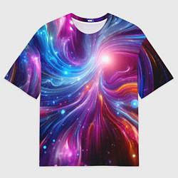 Футболка оверсайз мужская Неоновая абстракция - нейросеть, цвет: 3D-принт