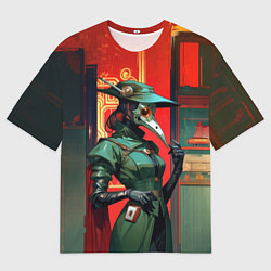 Мужская футболка оверсайз Винтажная девушка чумной доктор