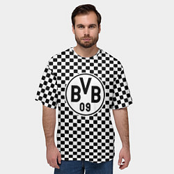 Футболка оверсайз мужская Borussia клетка текстура, цвет: 3D-принт — фото 2