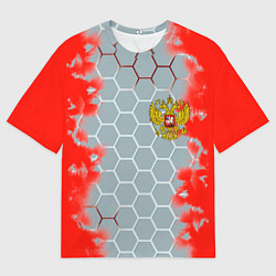 Футболка оверсайз мужская Россия абстрактные соты, цвет: 3D-принт