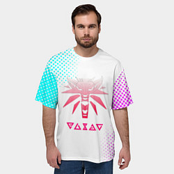 Футболка оверсайз мужская Ведьмак лого пинк, цвет: 3D-принт — фото 2