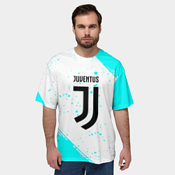 Футболка оверсайз мужская Ювентус краски голубые, цвет: 3D-принт — фото 2