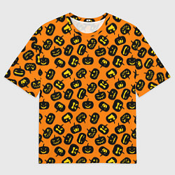 Футболка оверсайз мужская Тыквенный хэллоуин узор, цвет: 3D-принт