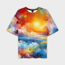Мужская футболка оверсайз Закат солнца - разноцветные облака