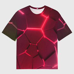 Футболка оверсайз мужская Маджента неоновые плиты в разломе, цвет: 3D-принт