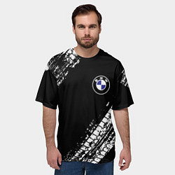 Футболка оверсайз мужская BMW : автомобильные текстуры шин, цвет: 3D-принт — фото 2