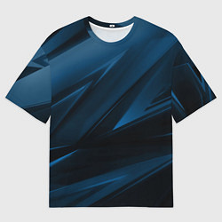 Футболка оверсайз мужская Geometry stripes blue neon, цвет: 3D-принт