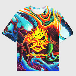 Футболка оверсайз мужская Cyberpunk hyperbeast steel, цвет: 3D-принт