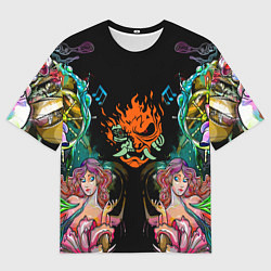 Футболка оверсайз мужская Cyberpunk tatoo game steel japan, цвет: 3D-принт