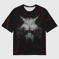 Футболка оверсайз мужская Волк и молний, цвет: 3D-принт