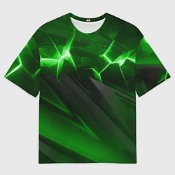 Футболка оверсайз мужская Яркая зеленая объемная абстракция, цвет: 3D-принт