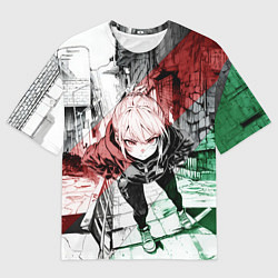 Мужская футболка оверсайз Пристально смотрящая девушка