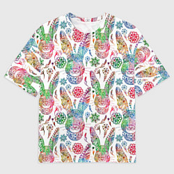 Футболка оверсайз мужская Узорчатый заяц, цвет: 3D-принт