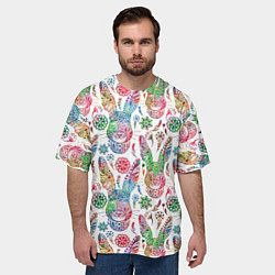 Футболка оверсайз мужская Узорчатый заяц, цвет: 3D-принт — фото 2