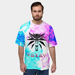 Футболка оверсайз мужская Ведьмак неоновый дым, цвет: 3D-принт — фото 2