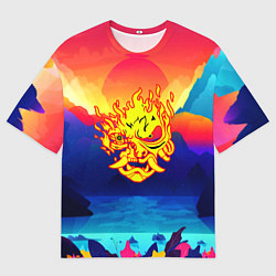 Футболка оверсайз мужская Samurai fire logo japan, цвет: 3D-принт