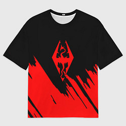 Футболка оверсайз мужская The elder scrolls красные штрихи, цвет: 3D-принт