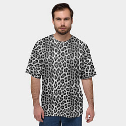 Футболка оверсайз мужская Черно-белая шкура леопарда, цвет: 3D-принт — фото 2