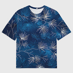 Мужская футболка оверсайз Японская вышивка сашико - ветви сосны