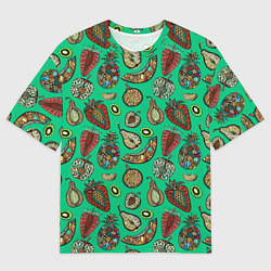 Мужская футболка оверсайз Разноцветные узорчатые фрукты