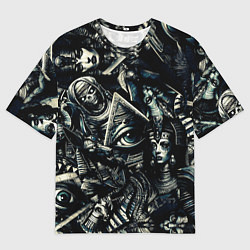 Футболка оверсайз мужская Глаз в пирамиде и Египетские Божества, цвет: 3D-принт