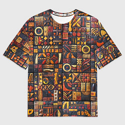 Футболка оверсайз мужская Африканский орнамент - резьба по дереву, цвет: 3D-принт