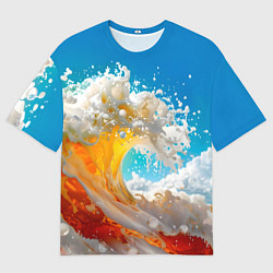 Мужская футболка оверсайз Море пива - большая волна