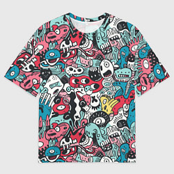 Футболка оверсайз мужская Дудл животные абстракция, цвет: 3D-принт