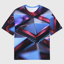 Футболка оверсайз мужская Абстрактные фиолетовые плиты со свечением, цвет: 3D-принт